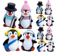GARVALON Figurines Pingouin Miniatures Ensemble 4 Pièces Décorations Aquarium et Gâteau Adaptées aux Jouets et Décorations de Chambre