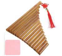 GARVALON Flûte de Pan Traditionnelle en Bambou Naturel 15 Tubes en Sol Marron Bâtonnet et Chiffon de Nettoyage, Instrument de Musique Portable pour Couleur Aléatoire Style Aléatoire