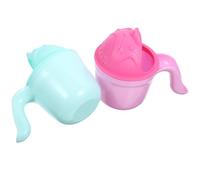 GARVALON Gobelet de Shampoing Bébé Ergonomique Courbé Vert et Rouge, Tasses de Bain 2 Pièces, Verseur Précis Anti-éclaboussures, Facile à Transporter pour Bain Bébé et Tout-petit