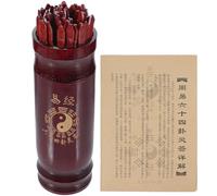 GARVALON Jeu de Bâtonnets de Divination Chinois en Bois avec Seau et Livret, 64 Bâtons pour Divination Traditionnelle, Accessoires de Fortune pour Maison, Temples et Réunions Familiales