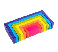 GARVALON Jeu de Blocs de Construction Bois Naturel pour Garçon Fille Éducatif Montessori Développement Motricité et Reconnaissance des Couleurs Cadeau pour Tout-Petit et Préscolaire