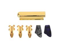 GARVALON Jeu de Médiators Métalliques Ouverts et Slider en Laiton pour Guitare Électrique Acoustique et Basse - Accessoires pour Guitare Slide Confort pour Doigt Étui de Rangement