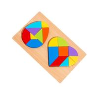 GARVALON Jeu de Puzzle Éducatif en Bois Tangram 1 Set, Formes Cœur et Œuf, D'association de Formes Coloré pour Garçon et Filles, Puzzle Éducatif Multifonction pour Développement Cognitif,
