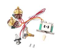 GARVALON Kit de Câblage Précâblé pour Guitare Électrique Sélecteur 5 Positions Potentiomètre de Volume et Tonalité 250 Kω Prise Jack Intégrée Faisceau de Câblage Complet pour