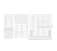 GARVALON Kit Support Mural pour Panneau Perforé sans Perçage Organisateur Mural Suspendu Blanc Rangement Polyvalent pour Maison et Bureau Étagère Plastique Légère Système Modulable