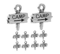 GARVALON Lot de 10 Breloques Artisanales en Alliage Métal Pendentifs Vintage pour Création de Bijoux DIY Charms Campement pour Bracelets et Porte-Clés Accessoires de Camping Polyvalents