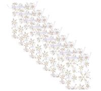 GARVALON Lot de 100 Paquet Présent en Organza Blanc à Cordon 15 X 10 CM Motif Flocon de Neige Doré Estampé pour Emballage de Bonbons Bijoux Décoratifs et Rangement Festif de Noël