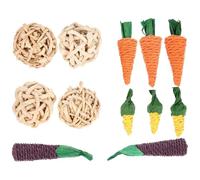 GARVALON Lot de 12 Jouets à Mâcher pour Hamster et Lapin en Bois Naturel, Jouets Molaires pour Cochons D’Inde, Assortiment Coloré pour Cages, Petits Animaux de Compagnie