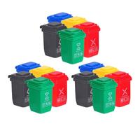 GARVALON Lot de 15 Mini Poubelles en Plastique pour Maison de Poupée Accessoires de Tri des Déchets Décoration Miniature pour Bureau et Scène Jouets Éducatifs pour Garçon et Filles