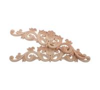 GARVALON Lot de 2 Appliques en Bois Sculpté Floral Non Peint 30x7 Cm, Décorations Murales Meubles Vintage, Incrustations en Bois pour Décoration Intérieure et Organisation D’armoires