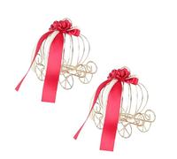 GARVALON Lot de 2 Boîtes à Bonbons en Fer Rouge de Calèche Citrouille, Boîte à Friandises Décorative pour Mariage et Fête, Coffret Créatif et Original pour Rangement et Surprises