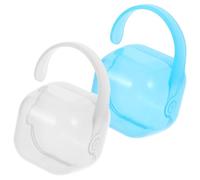 GARVALON Lot de 2 Boîtes à Tétine Bébé Portables, Étui Porte-tétine en Pp Large Bouche, Couleurs Bleu et Blanc, Boîte Anti-poussière Compacte pour Voyages et Rangement Bébé