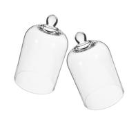 GARVALON Lot de 2 Cloches en Verre Transparentes pour Fleurs Éternelles Couvercles Anti-Poussière en Verre Lisse Décoration Intérieure Polyvalente pour Parfum et Terrarium sous Cloche