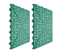 GARVALON Lot de 2 Dalles de Sol Emboîtables en Plastique Vert pour Garage Système de Drainage Rapide Surface Antidérapante et Résistance à la Pression Revêtement Modulable pour Station