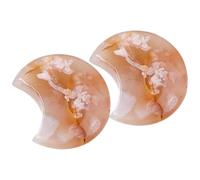 GARVALON Lot de 2 Décorations en Pierre de Cristal Forme Croissant de Lune 4,5-5,5 Cm, Pierres Naturelles Translucides, Ornement Artisanal pour Bureau et Décoration Intérieure