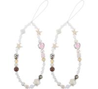 GARVALON Lot de 2 Dragonnes à Perles pour Téléphone Portable et Appareil Photo Bracelet de Poignet en Plastique Robuste Style Mignon et Léger pour Voyages et Porte-Clés Décoratif