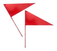 GARVALON Lot de 2 Drapeaux Triangulaires en Fer Rouge Marqueurs D’Athlétisme pour Lancer du Poids Bâton Rigide Facile à Insérer pour Sports Scolaires et Compétitions en Plein Air