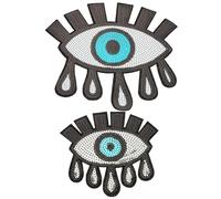 GARVALON Lot de 2 Écussons Yeux Paillettes à Coudre ou Coller Patchs Décoratifs Tissu Couleur Vive Taille Grosse et Petite Accessoire DIY pour Vêtements Paquet Jeans et Costumes