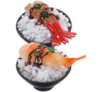 GARVALON Lot de 2 Faux Aliments Sushi Réalistes en PVC, Modèles de Sushi Crevettes et Riz sans Attache, Jouets D'imitation pour Garçon et Filles, Accessoires pour Jeux Cuisine et