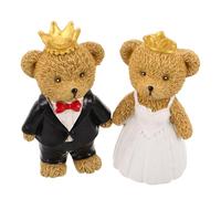GARVALON Lot de 2 Figurines D’Ours en Résine pour Décoration de Mariage Couple Mariés en Costume Noir et Robe Blanche Miniatures Romantiques pour Gâteau et Fête Saint-Valentin
