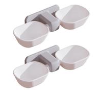 GARVALON Lot de 2 Gamelles Murales pour Chats en Plastique Blanc Distributeurs Multifonctions pour Animaux de Compagnie Gamelles de Protection du Cou Fixation Adhésive Transparente