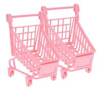 GARVALON Lot de 2 Mini Chariots de Courses pour Garçon et Filles à roulettes en Plastique Rose Mini Panier de Rangement 12X8X115 CM Accessoires Photo et Jeu D’Imitation Présent