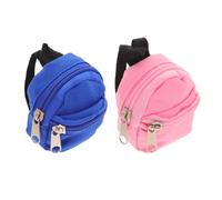 GARVALON Lot de 2 Mini Paquet à Dos pour Poupées Paquet à Dos Léger en Polyester Fermeture Éclair Couleurs Rose et Bleu Accessoires pour Jeux de Rôle et Rangement pour Garçon et