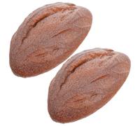 GARVALON Lot de 2 Pains Factices Réalistes en Polyuréthane Modèle Décoratif Noir Seigle à Motif Géométrique Accessoire pour Décoration Intérieure et Présentation Culinaire