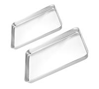 GARVALON Lot de 2 Plateaux Rectangulaires en Acier Inoxydable, Dimensions 26,5x15,5x1,2 Cm et 22,7x14,7x1,2 Cm, Fond Plat, Plats Polyvalents pour Cuisson, Barbecue, la Cuisine Japonaise