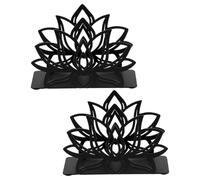 GARVALON Lot de 2 Porte-Serviettes en Métal Noir Forme Lotus Organisateur Décoratif pour Serviettes en Papier Base Stable Antidérapante Cuisine Salle à Manger et Restaurants
