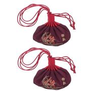 GARVALON Lot de 2 Sachets Parfumés Style Chinois en Tissu Respirant Petit Sachet Vide Rouge Foncé pour Femme Pochette Pratique pour Bijoux Rangement et Voyages