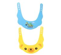 GARVALON Lot de 2 set de Bonnets Bébé Imperméables Visière Ajustable Protection Oreilles et Yeux Taille Réglable Motifs Jaune Chiot et Bleu Pelleteuse pour Bain et Shampoing