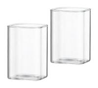 GARVALON Lot de 2 Tasses à Jus en Verre Borosilicate 280 Ml, Gobelets Droits Transparents pour Boissons Froides, Verres Décoratifs Polyvalents pour Lait, Jus, Eau, Usage Domestique et