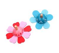 GARVALON Lot de 2 Toupies en Bois Colorées pour Garçon et Filles, Jouets Éducatifs de Reconnaissance des Formes, Gyroscopes de Décompression Rose et Bleu, Jouets Traditionnels
