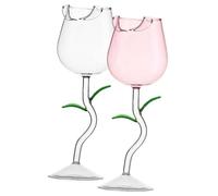GARVALON Lot de 2 Verres à Cocktail en Verre Cristal 150 Ml Décor Rose Feuille Verte Multifonction pour Fête et Usage Ménager Coupes Élégantes pour Cocktail et Vin