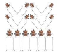 GARVALON Lot de 20 Mini Bouteilles en Verre Transparent 3 ML avec Bouchons en Liège Fioles Artisanales pour DIY Décoration Pendentifs à Souhaits Petites Fioles Portables pour Loisirs