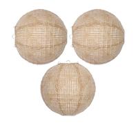 GARVALON Lot de 3 Abat-Jours Ronds Suspendus en Toile de Jute, Style Bohème Rustique, Lanternes Japonaises Décoratives pour Mariage, Fête Suspendre Intérieure, Réutilisables et Pliables,