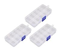 GARVALON Lot de 3 Boîtes de Rangement Transparentes en Plastique 10 Compartiments pour Bijoux Perles et Accessoires pour Bureau Chambre et Atelier DIY