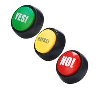 GARVALON Lot de 3 Boutons Sonores Oui Non Peut-être, Sonore Amusant en Plastique, sans Piles, pour Fêtes, Bureau et Jeux Interactifs, Réactif à Bouton Vocal pour Adultes et Adolescents