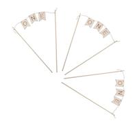 GARVALON Lot de 3 Décorations en Bois pour Gâteau d'anniversaire 1 an Pics à Gâteau Gravés Banderole Bois pour Premier Anniversaire Accessoires Fête Bébé