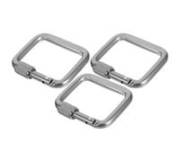 GARVALON Lot de 3 Mousquetons Multifonctions en Aluminium Argenté à Filetage Carré Fermoirs de Randonnée Compacts pour Camping Escalade et Accessoires Extérieurs Boucles Résistantes et
