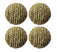 GARVALON Lot de 4 Boules en Paille Tressée 7 CM Jouets à Grignoter Naturels pour Hamster Perroquet et Petits Animaux Balle D’Activité pour Cage Stimulation et Exercice Quotidien