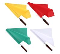 GARVALON Lot de 4 Drapeaux D'arbitre Football Haute Visibilité en Coton Imperméable, Manches en Acier Inoxydable, Couleurs Jaune Rouge Vert Blanc, Légers et Ergonomiques pour Compétitions