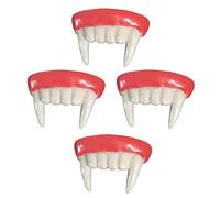 GARVALON Lot de 4 Fausses Dents de Vampire Réalistes Taille Unique Dents Pointues Réutilisables en Matériau Résistant Accessoires Cosplay et Déguisement Halloween pour Adultes et Garçons