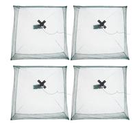 GARVALON Lot de 4 Filets de Pêche Pliables Automatiques en Nylon Léger Filet à Lancer Rétractable de Taille Moyenne Pêche en Extérieur Activités de Plein Air