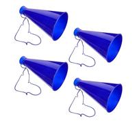 GARVALON Lot de 4 Mégaphones en Plastique Bleu Festif Portable pour Pom-Pom Trompettes d'Applaudissements Légères et Résistantes pour Matchs de Football Fêtes et Animations Sportives