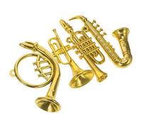 GARVALON Lot de 4 Mini Instruments de Musique en Plastique pour Maison de Poupée Modèles Miniatures de Saxophone Cornet Trompette et Alto Accessoires de Décoration Réalistes pour