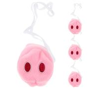 GARVALON Lot de 4 Nez de Cochon en Peluche Rose Brodé Accessoire de Déguisement Animal Mignon Taille Compacte Élastique Ajustable pour Cosplay Carnaval et Fêtes D’Halloween