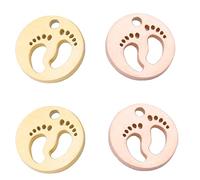 GARVALON Lot de 4 Pendentifs Breloques Soi-Même Pieds de Bébé 15 MM en Acier Inoxydable Doré et Rose Gold Accessoires pour Bracelets Colliers et Création de Bijoux Personnalisés