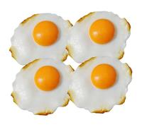 GARVALON Lot de 4 Œufs au Plat Factices Réalistes Jouets Décoratifs Multifonctions en Plastique Solide Accessoires pour Garçon et Filles Décor Cuisine et Bureau pour Jeu D’Imitation et